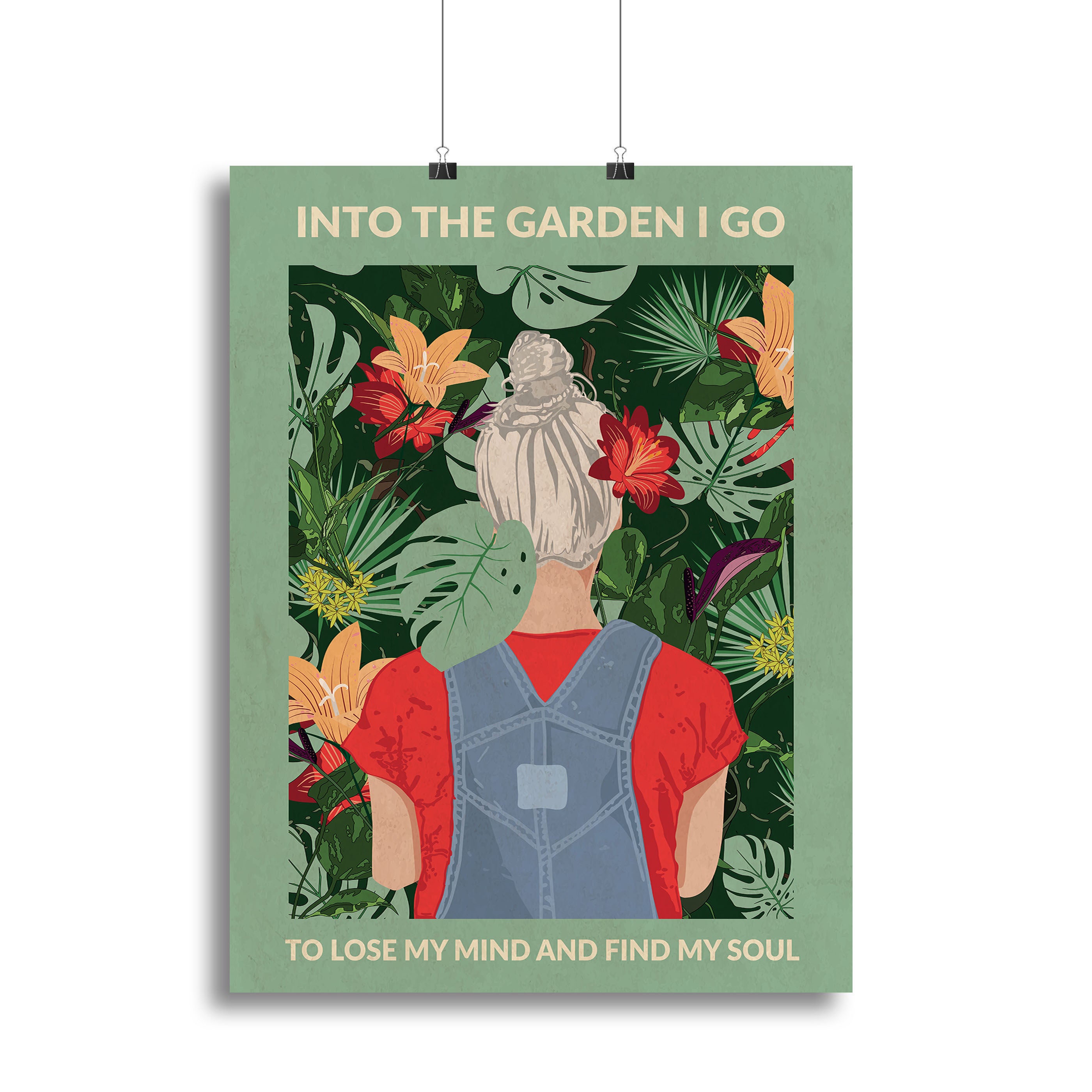 Into the Garden grey a Light Green Canvas Print or Poster - 1x - 2