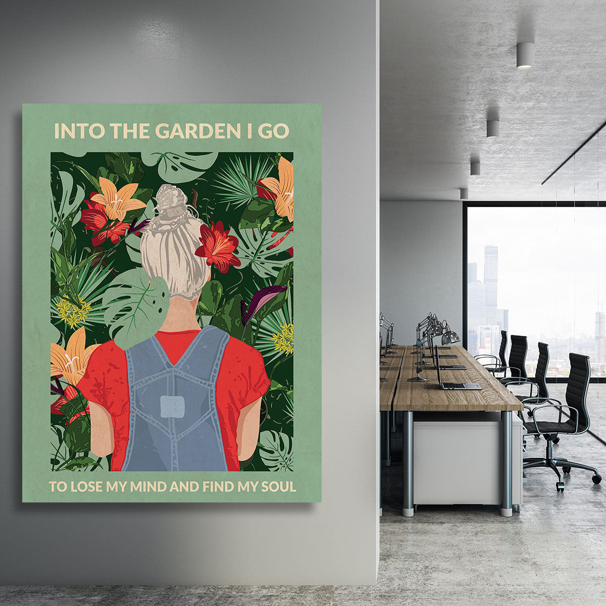 Into the Garden grey a Light Green Canvas Print or Poster - 1x - 3