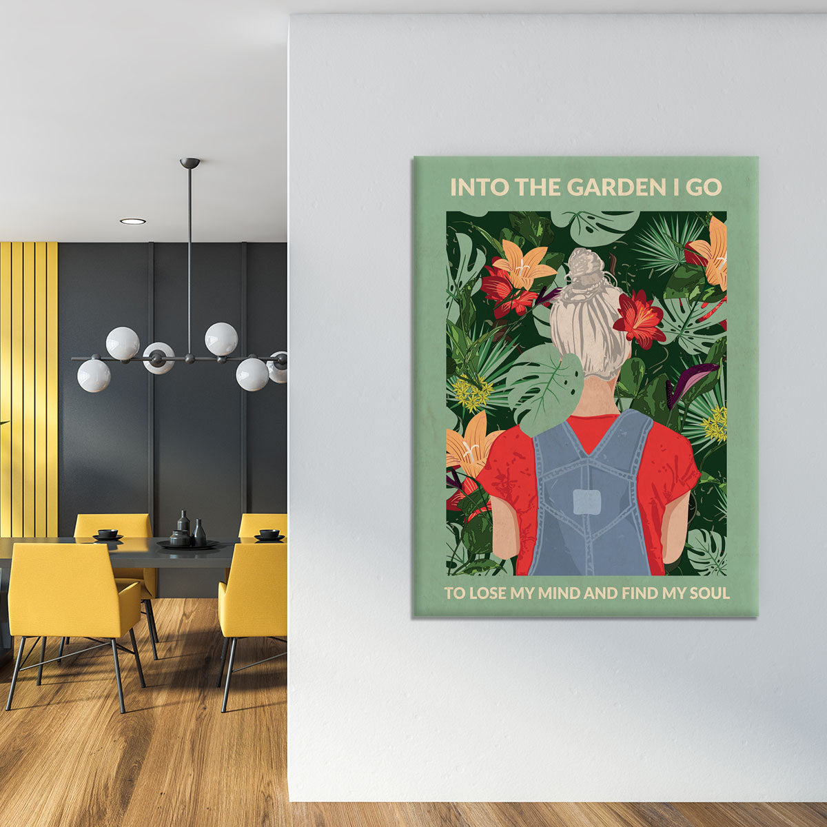 Into the Garden grey a Light Green Canvas Print or Poster - 1x - 4