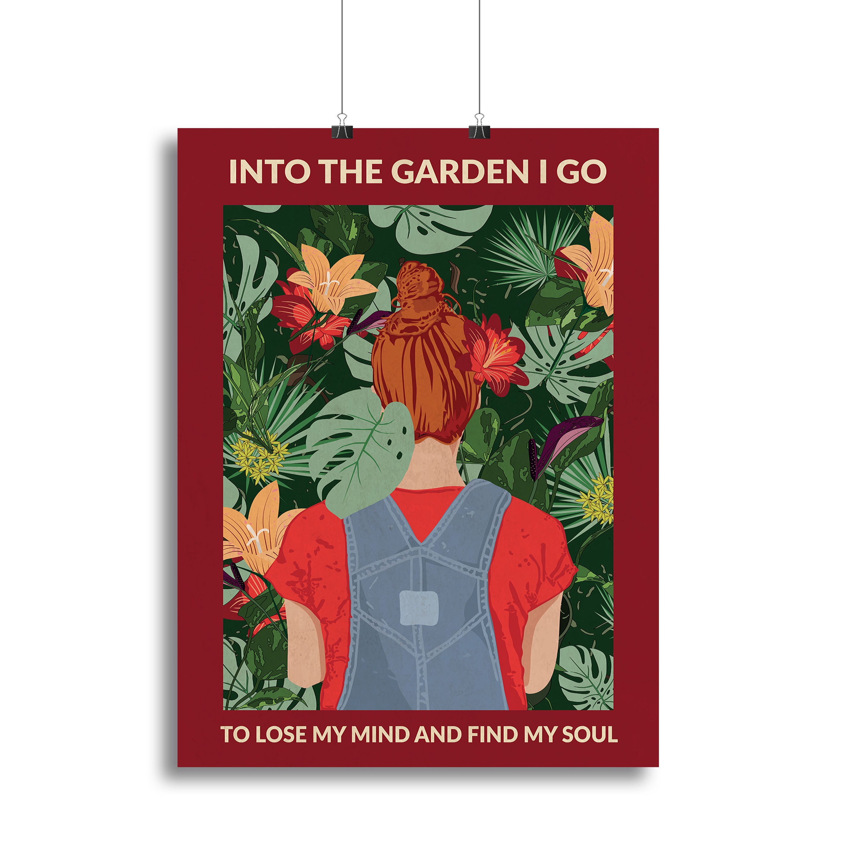 Into the Garden redhead a Burgundy Canvas Print or Poster - 1x - 2