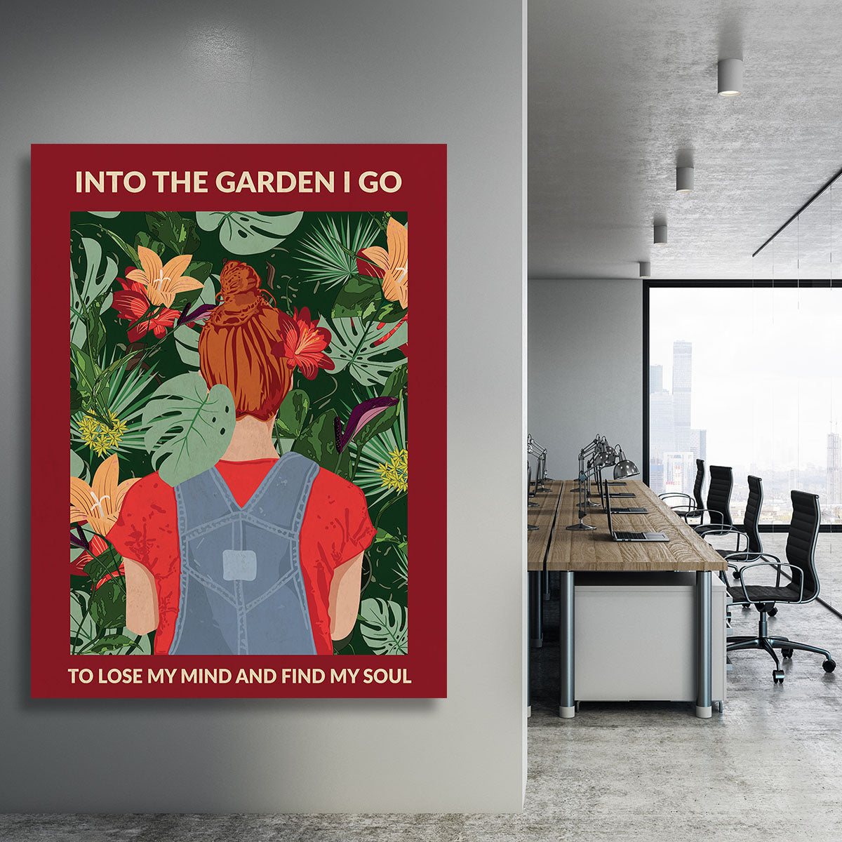 Into the Garden redhead a Burgundy Canvas Print or Poster - 1x - 3