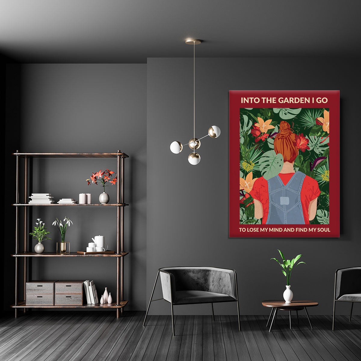 Into the Garden redhead a Burgundy Canvas Print or Poster - 1x - 5