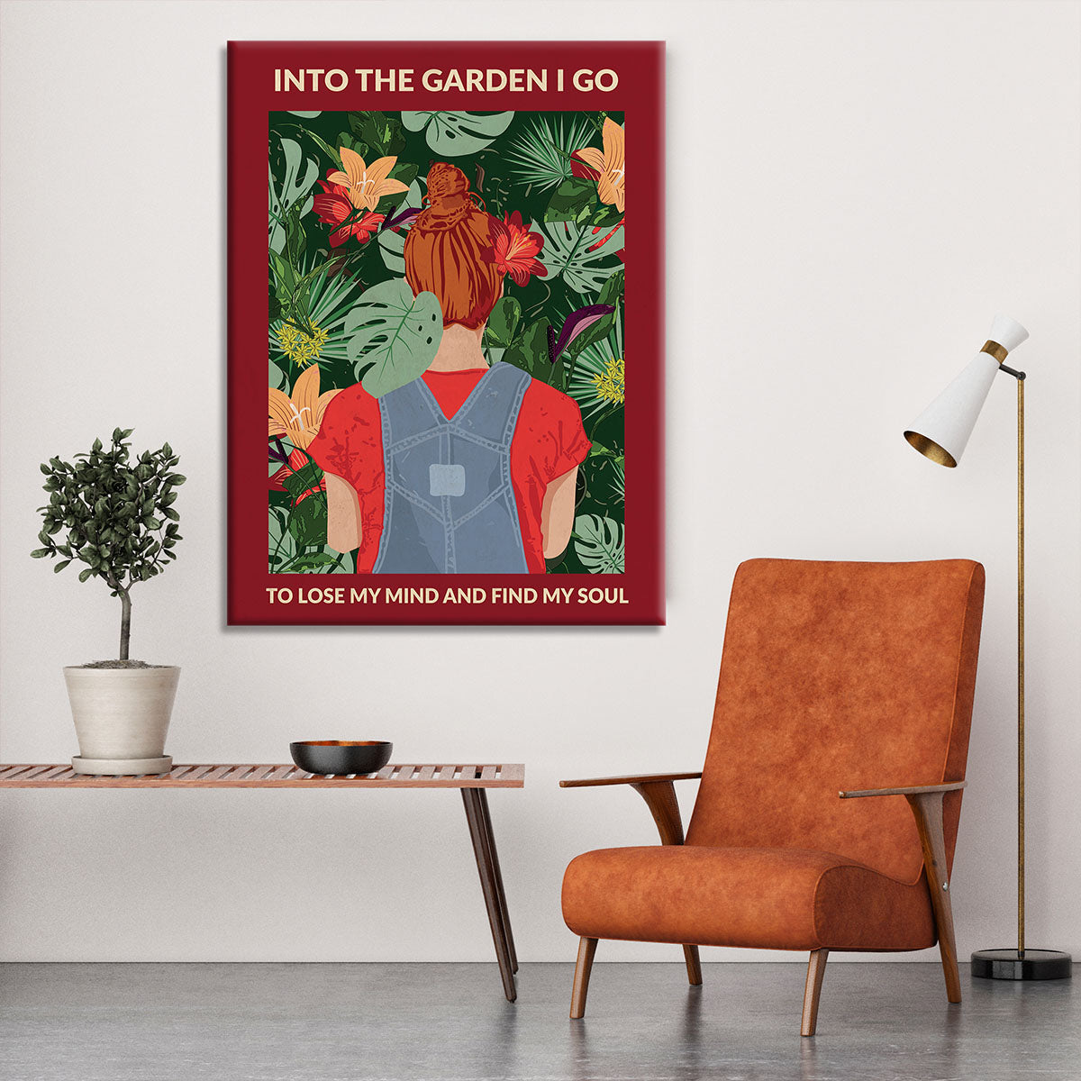 Into the Garden redhead a Burgundy Canvas Print or Poster - 1x - 6