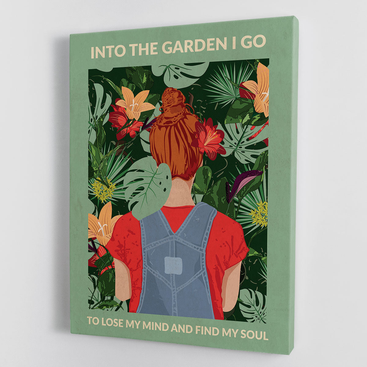 Into the Garden redhead a Light Green Canvas Print or Poster - 1x - 1