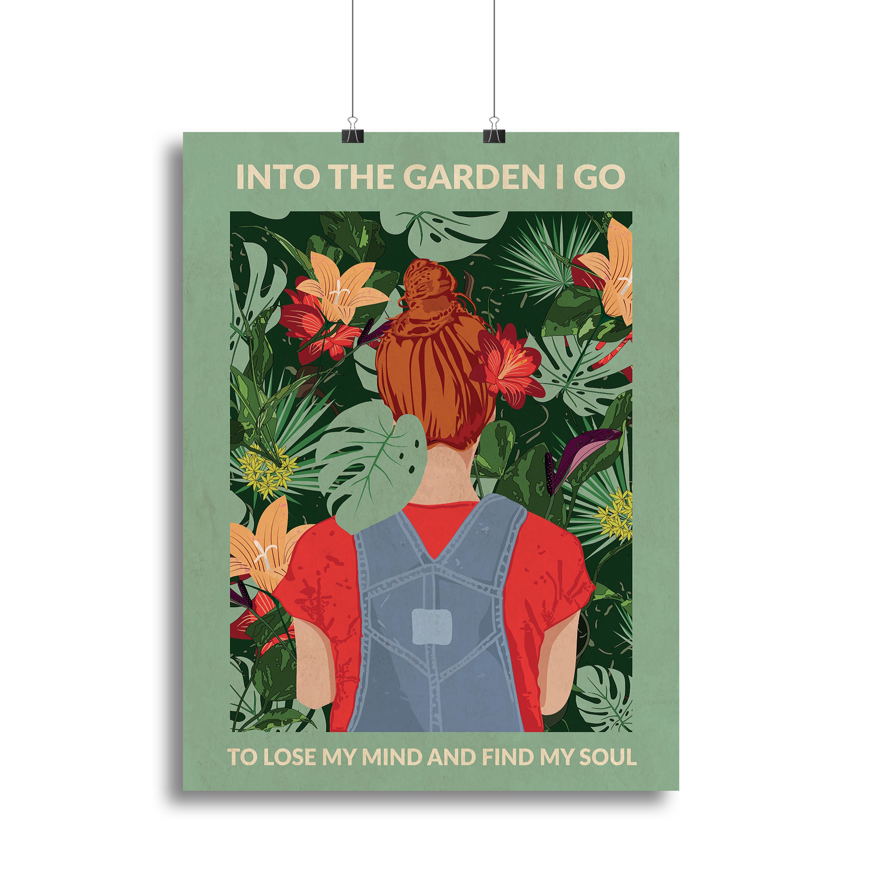 Into the Garden redhead a Light Green Canvas Print or Poster - 1x - 2