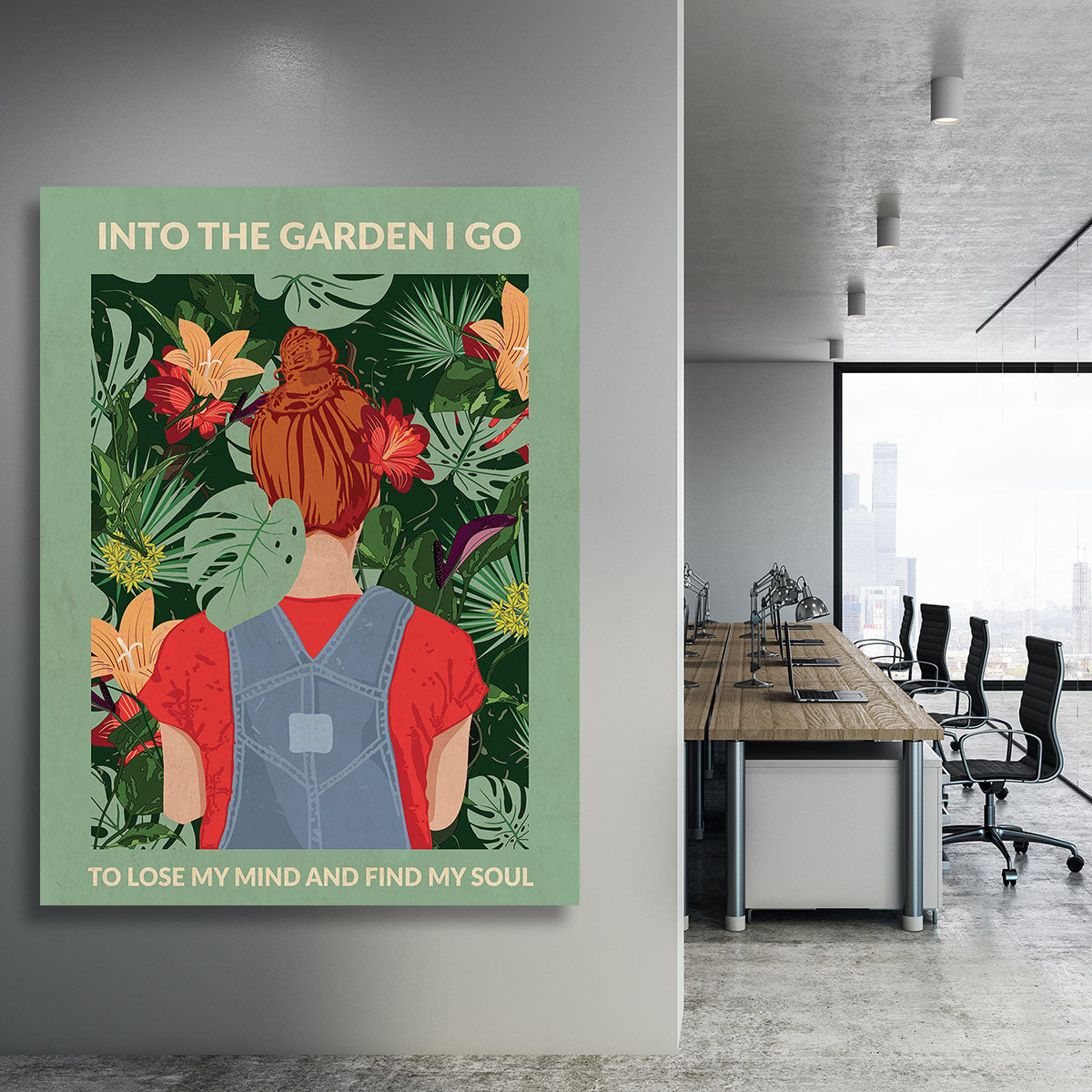 Into the Garden redhead a Light Green Canvas Print or Poster - 1x - 3