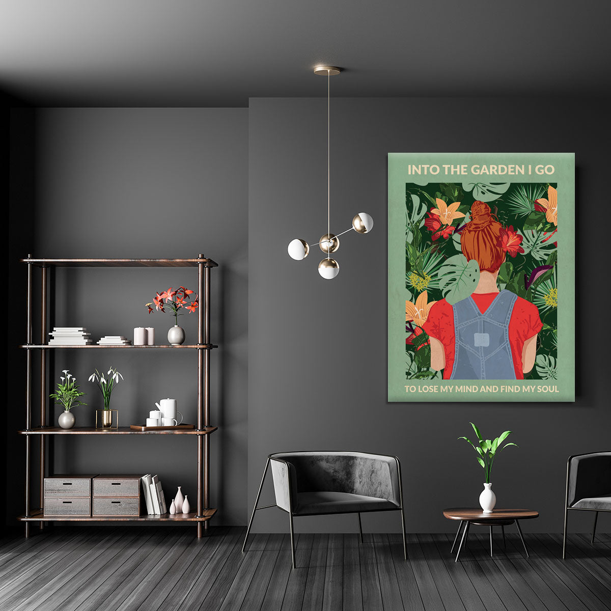 Into the Garden redhead a Light Green Canvas Print or Poster - 1x - 5