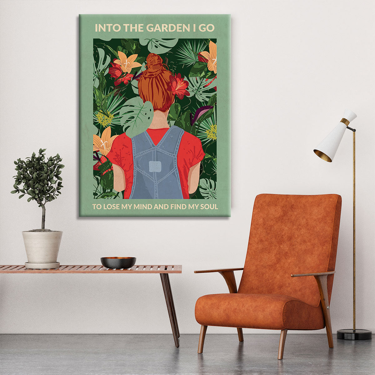 Into the Garden redhead a Light Green Canvas Print or Poster - 1x - 6