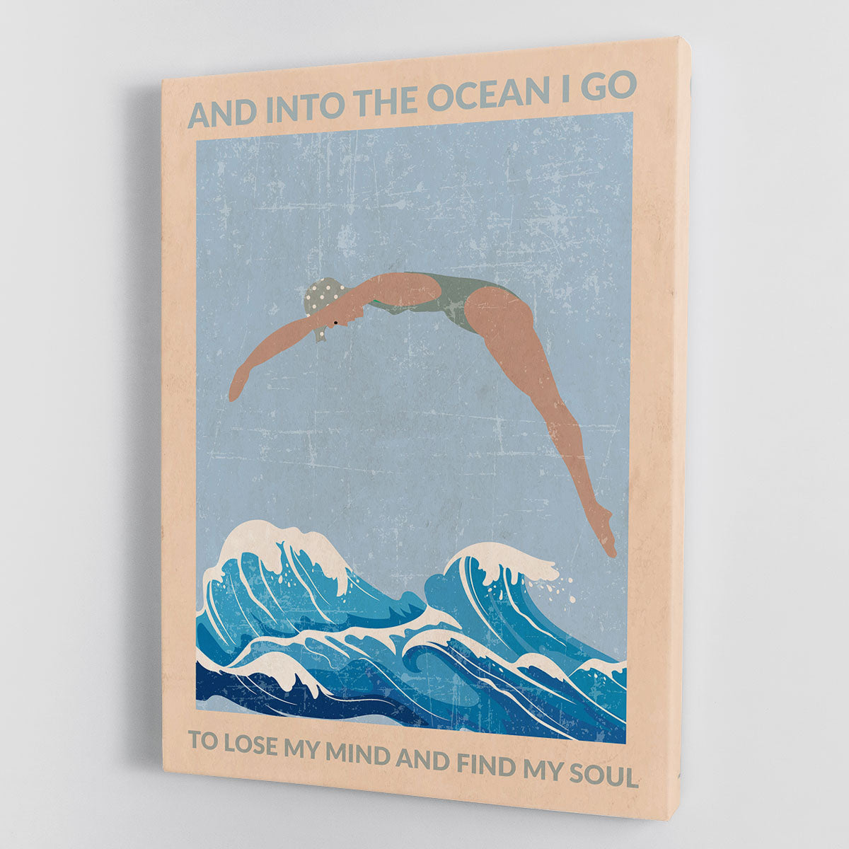 Into the Ocean I Go grey Canvas Print or Poster - 1x - 1