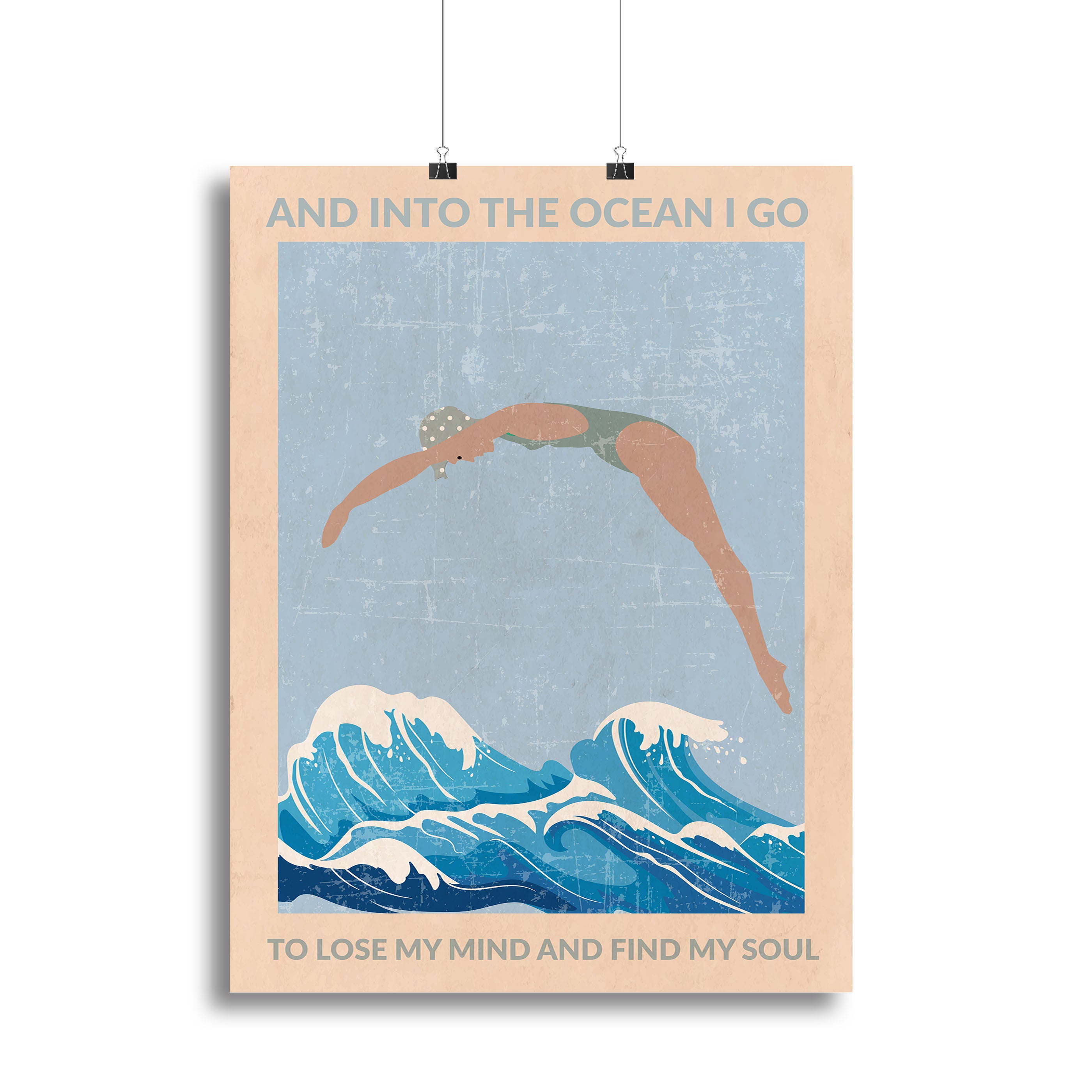 Into the Ocean I Go grey Canvas Print or Poster - 1x - 2