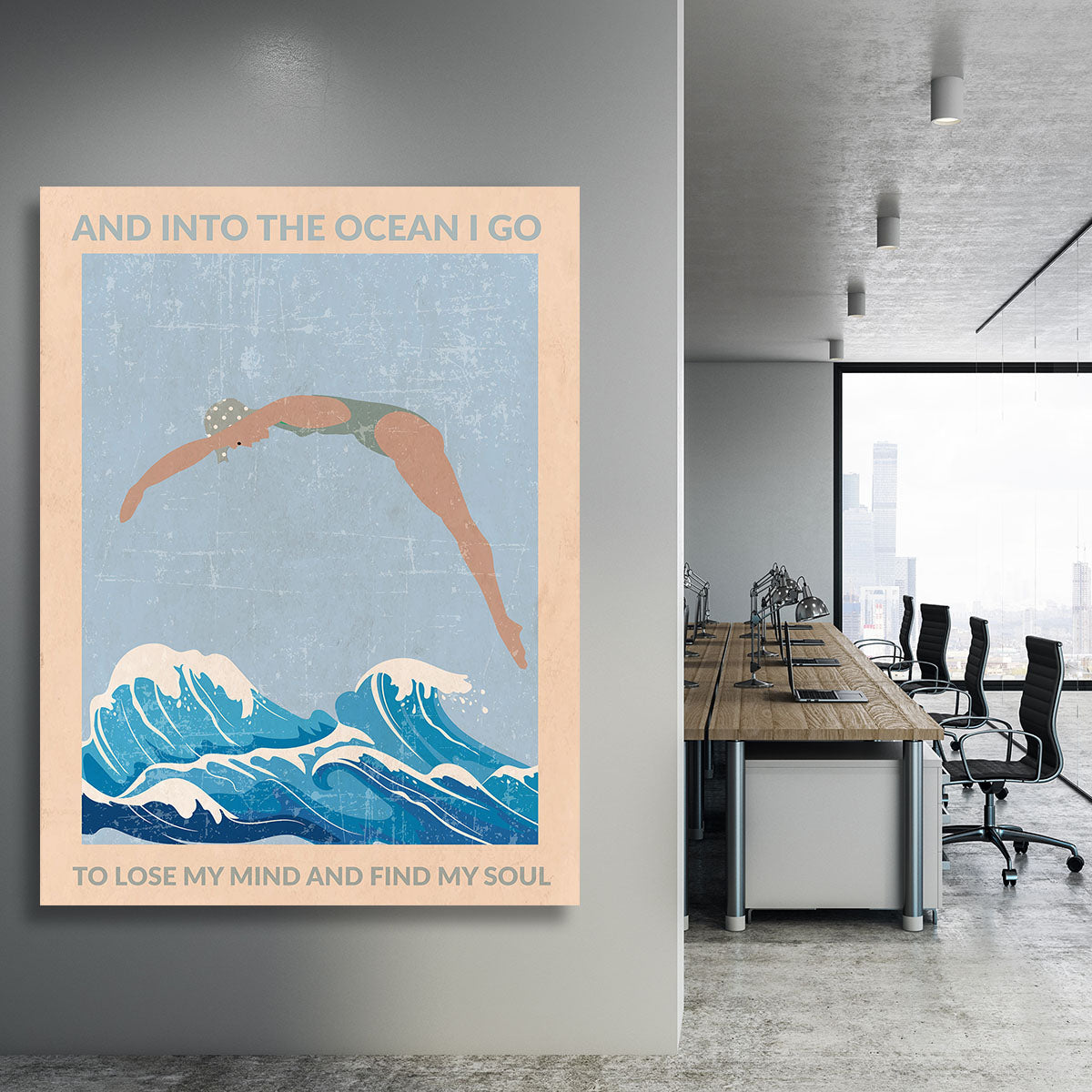 Into the Ocean I Go grey Canvas Print or Poster - 1x - 3