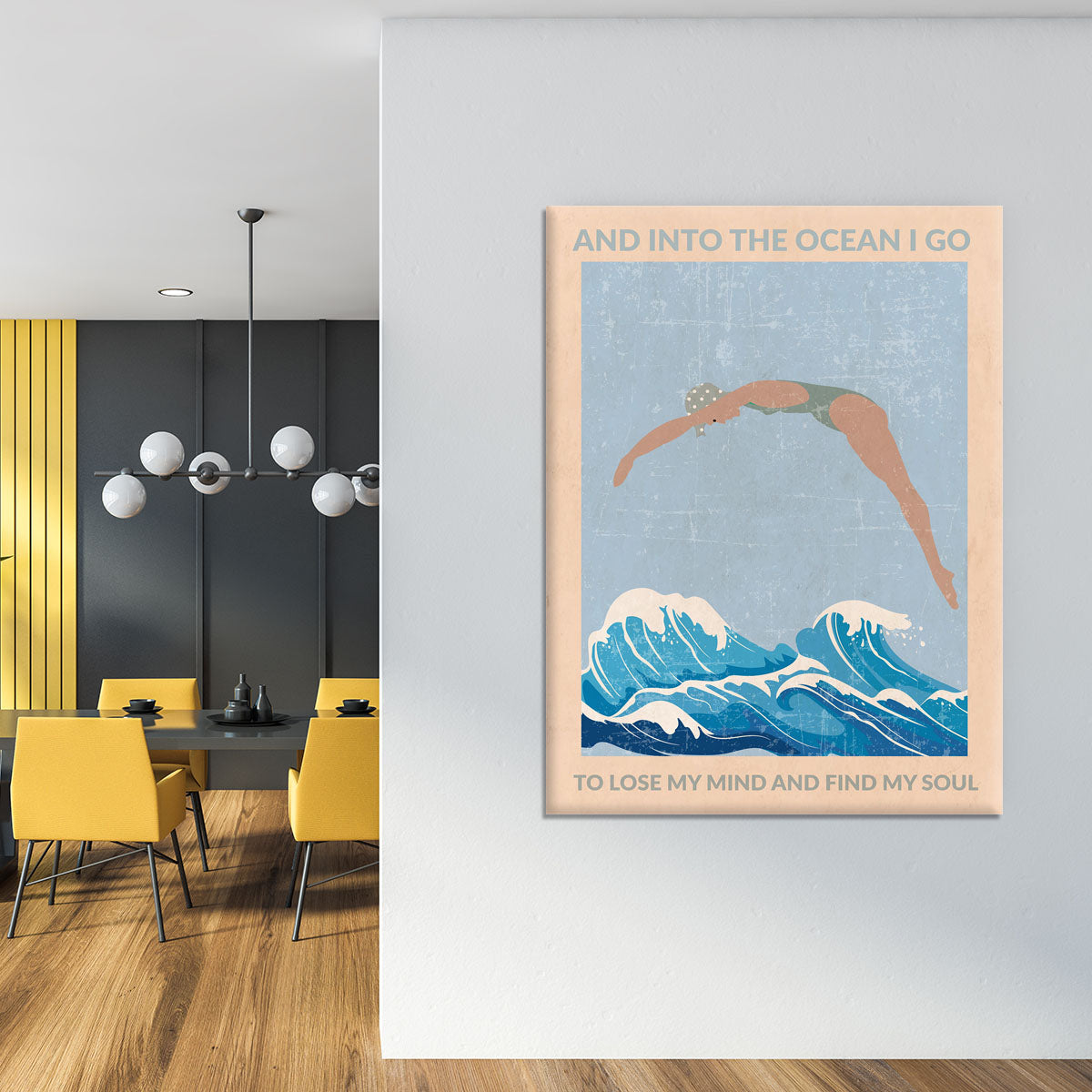 Into the Ocean I Go grey Canvas Print or Poster - 1x - 4