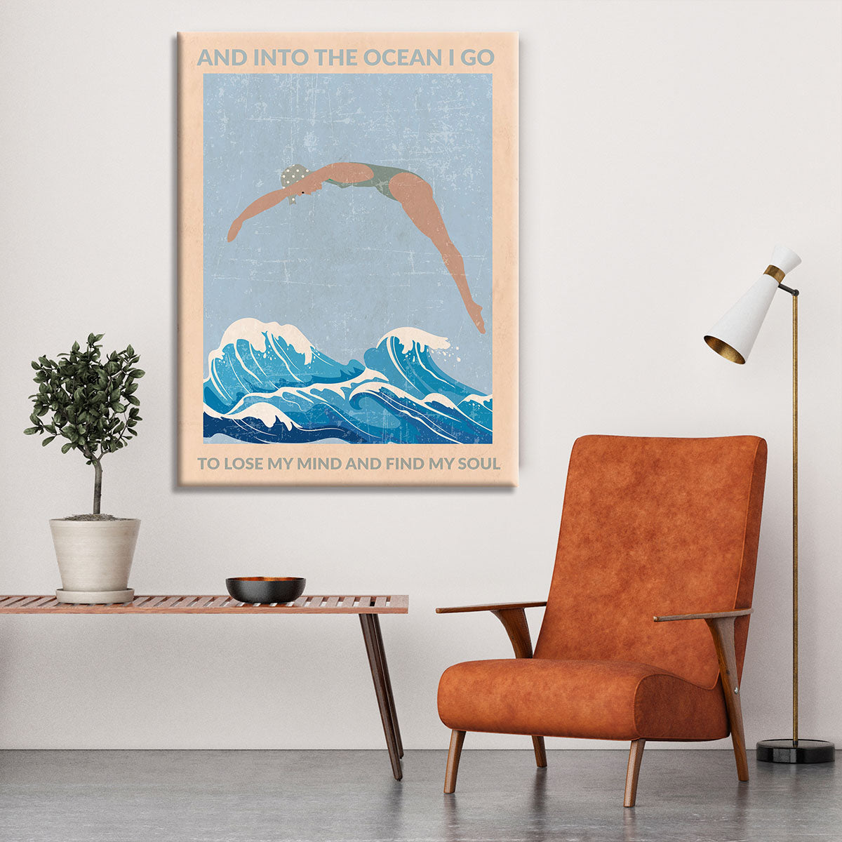 Into the Ocean I Go grey Canvas Print or Poster - 1x - 6