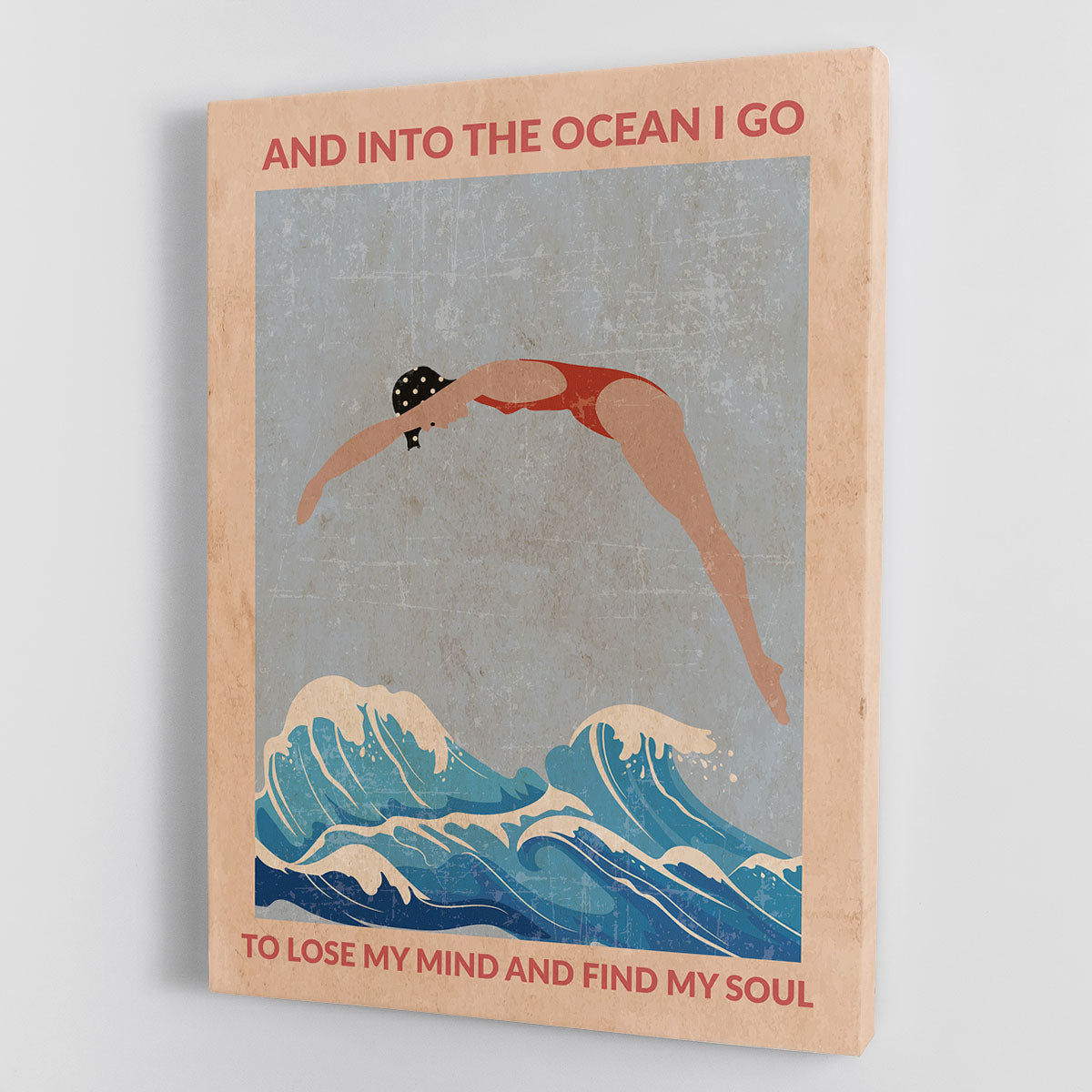 Into the Ocean I Go red Canvas Print or Poster - 1x - 1