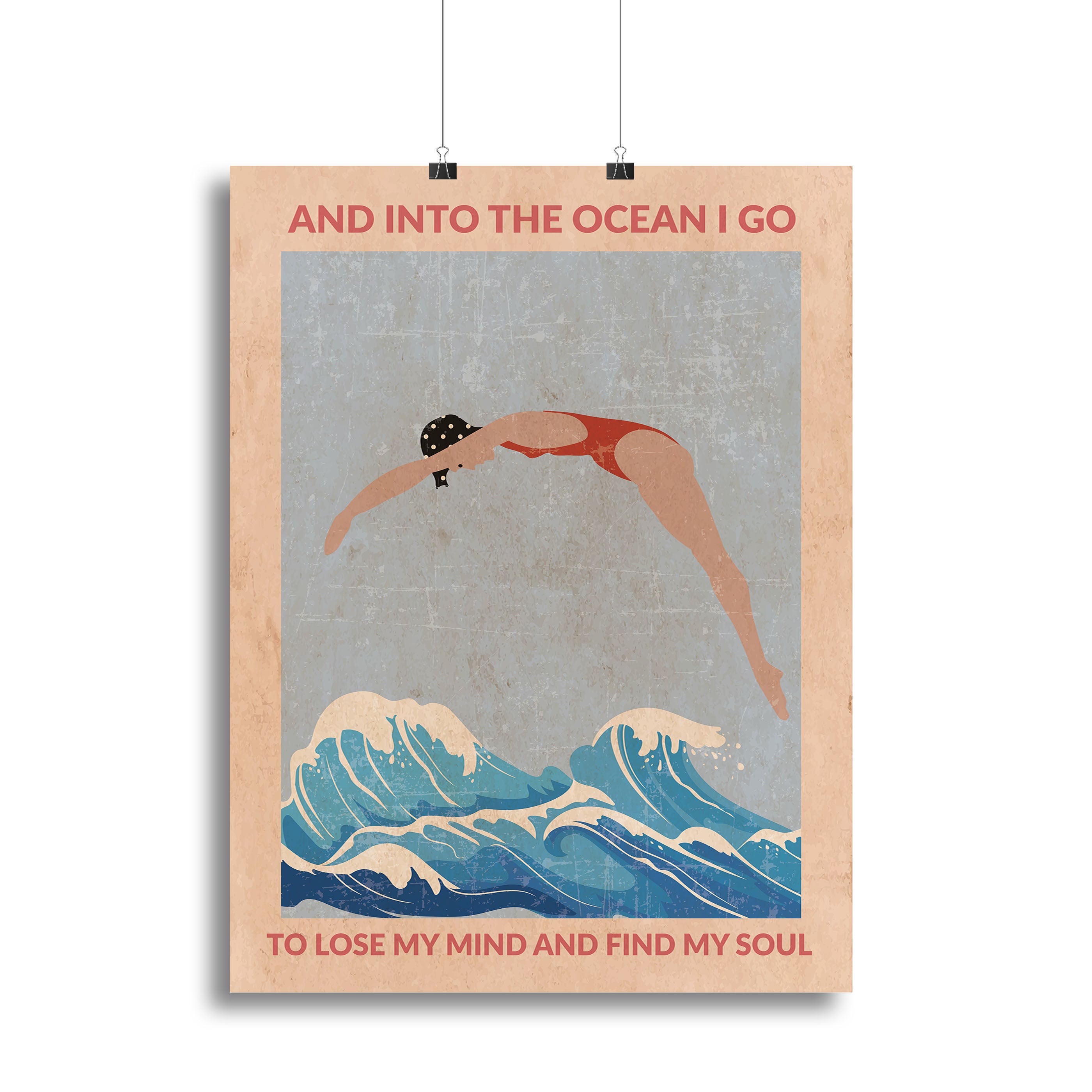 Into the Ocean I Go red Canvas Print or Poster - 1x - 2