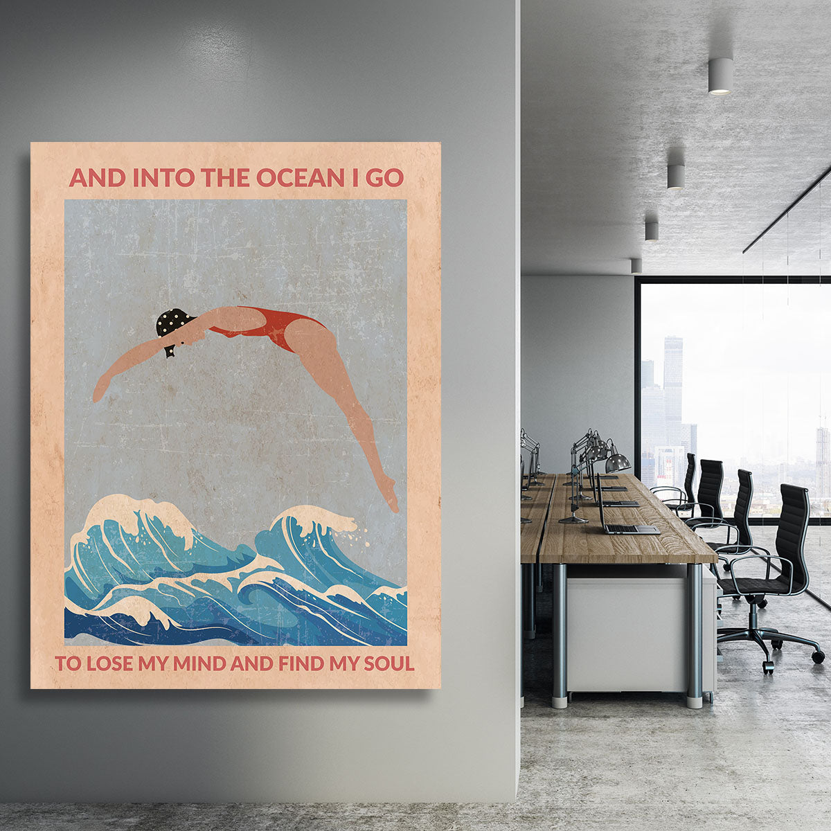 Into the Ocean I Go red Canvas Print or Poster - 1x - 3