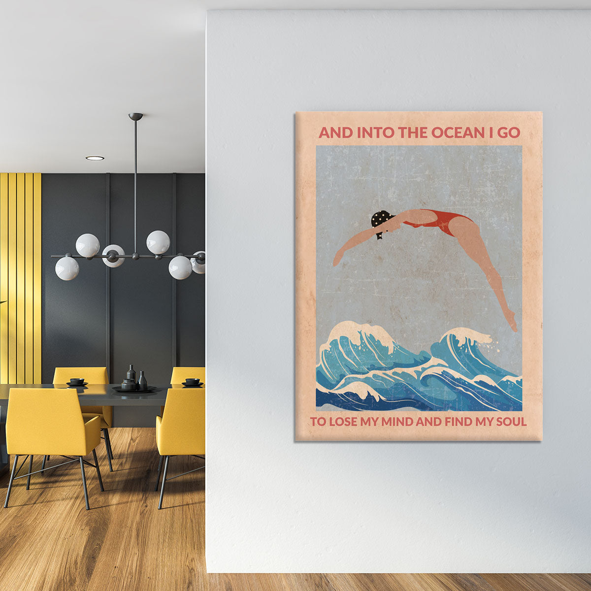 Into the Ocean I Go red Canvas Print or Poster - 1x - 4