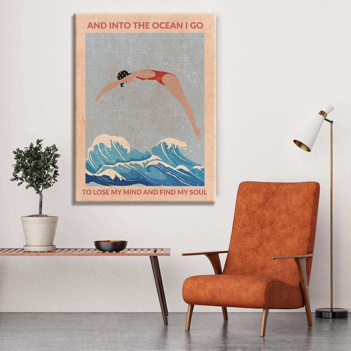 Into the Ocean I Go red Canvas Print or Poster - 1x - 6