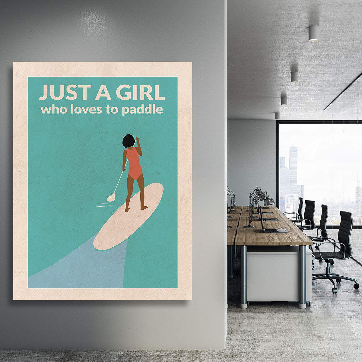 Just a Girl Who Loved To Paddle afro Canvas Print or Poster - 1x - 3