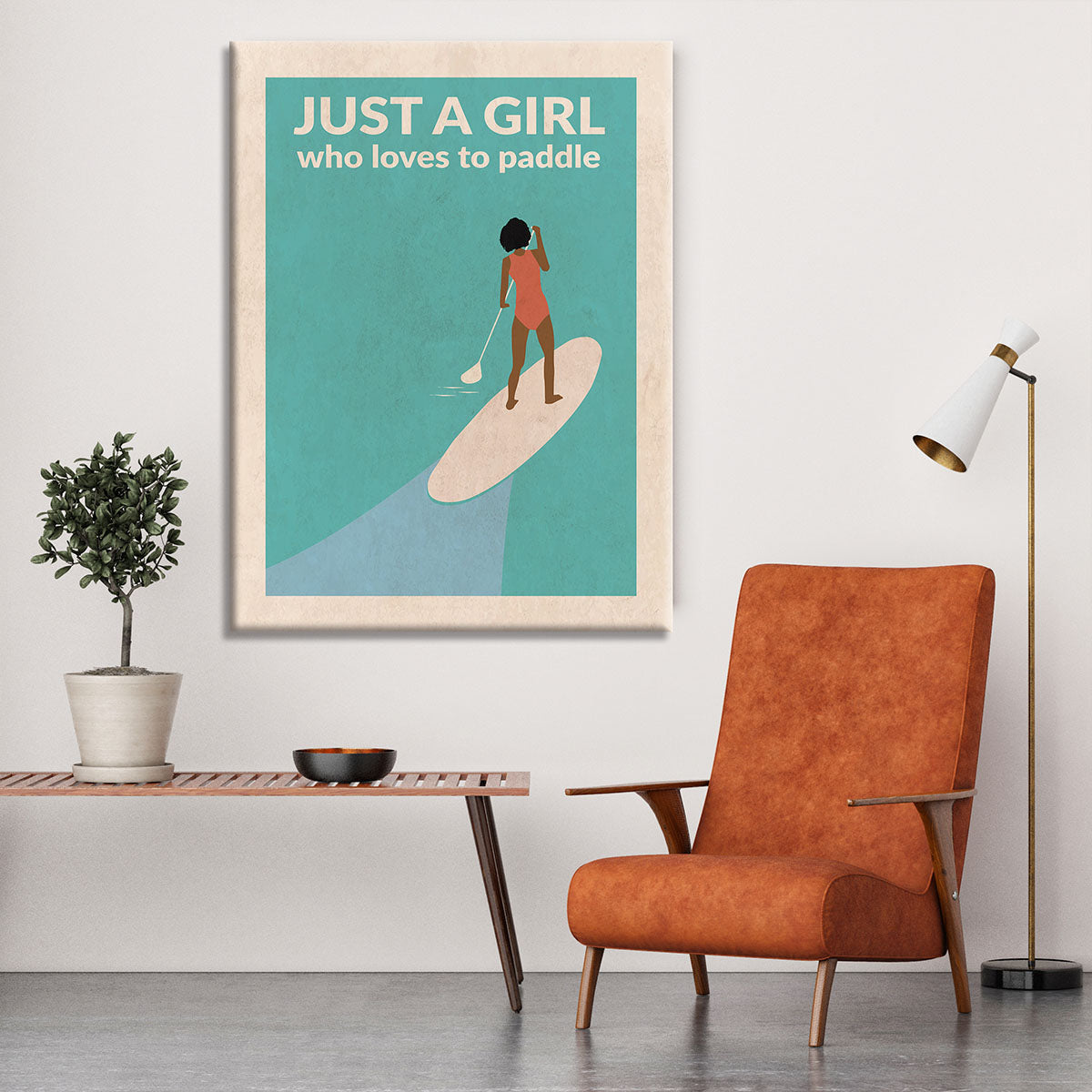 Just a Girl Who Loved To Paddle afro Canvas Print or Poster - 1x - 6