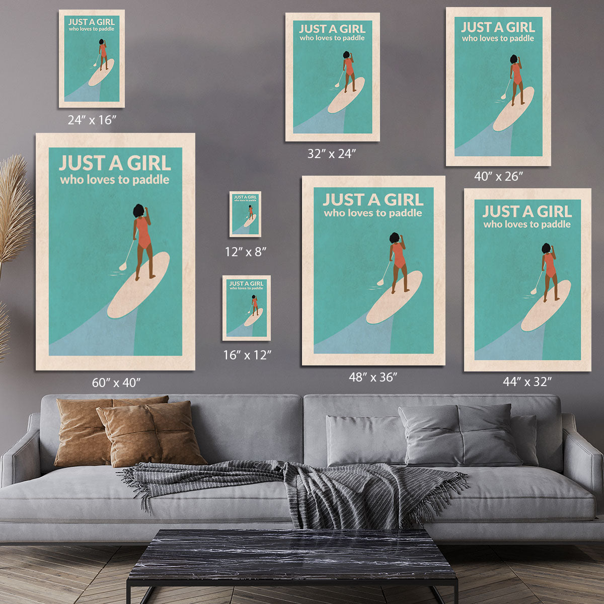Just a Girl Who Loved To Paddle afro Canvas Print or Poster - 1x - 7