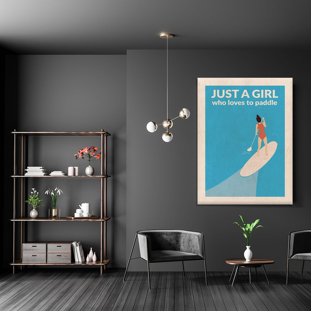Just a Girl Who Loved To Paddle brunette Canvas Print or Poster - 1x - 5