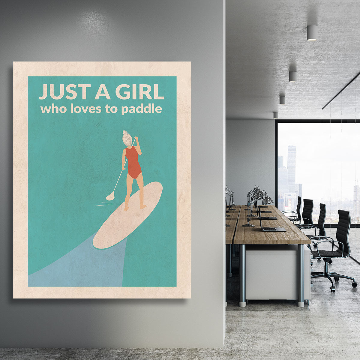 Just a Girl Who Loved To Paddle grey Canvas Print or Poster - 1x - 3