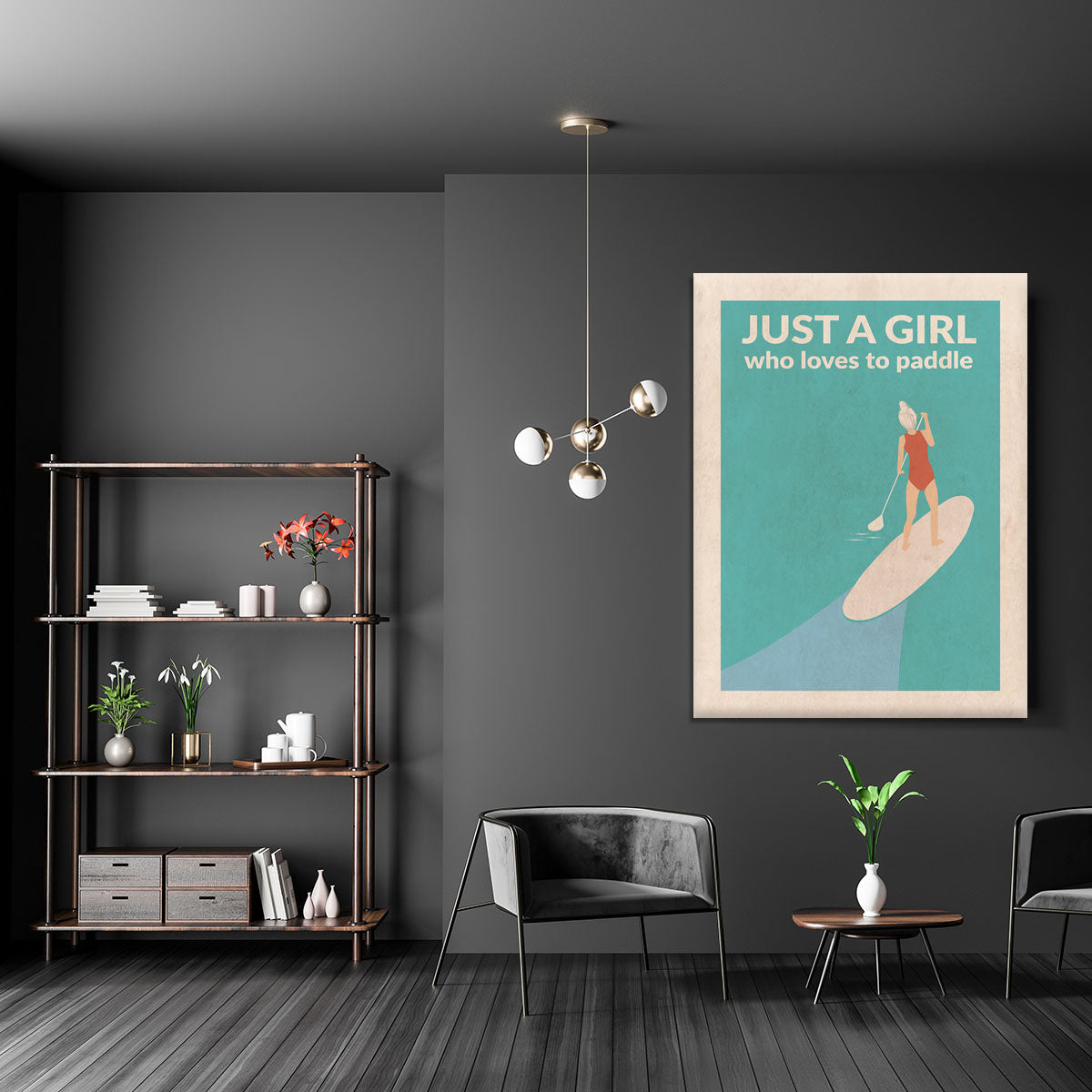 Just a Girl Who Loved To Paddle grey Canvas Print or Poster - 1x - 5