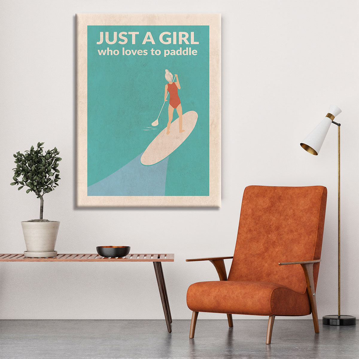 Just a Girl Who Loved To Paddle grey Canvas Print or Poster - 1x - 6