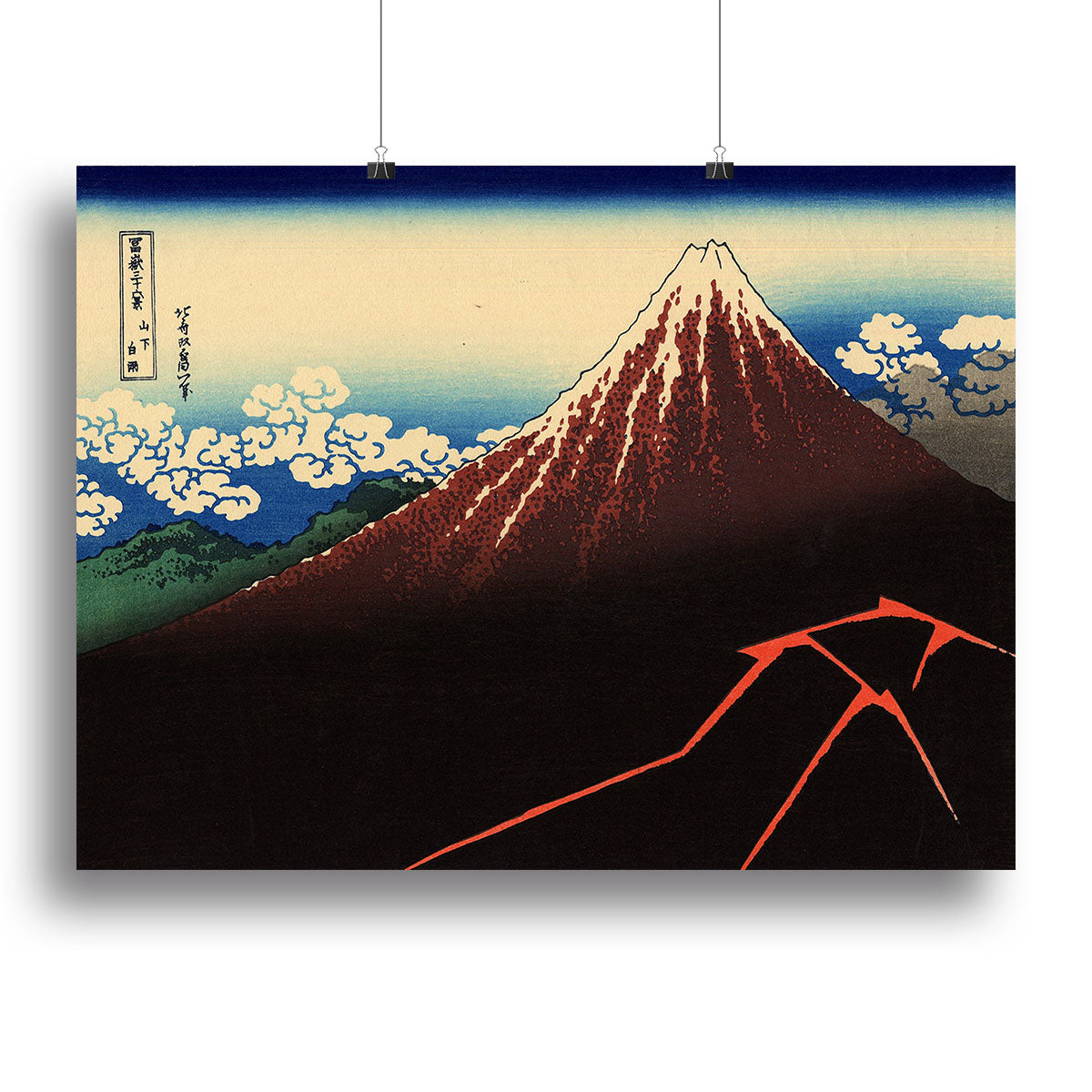 Lightning below the summit by Hokusai Poster - Unframed