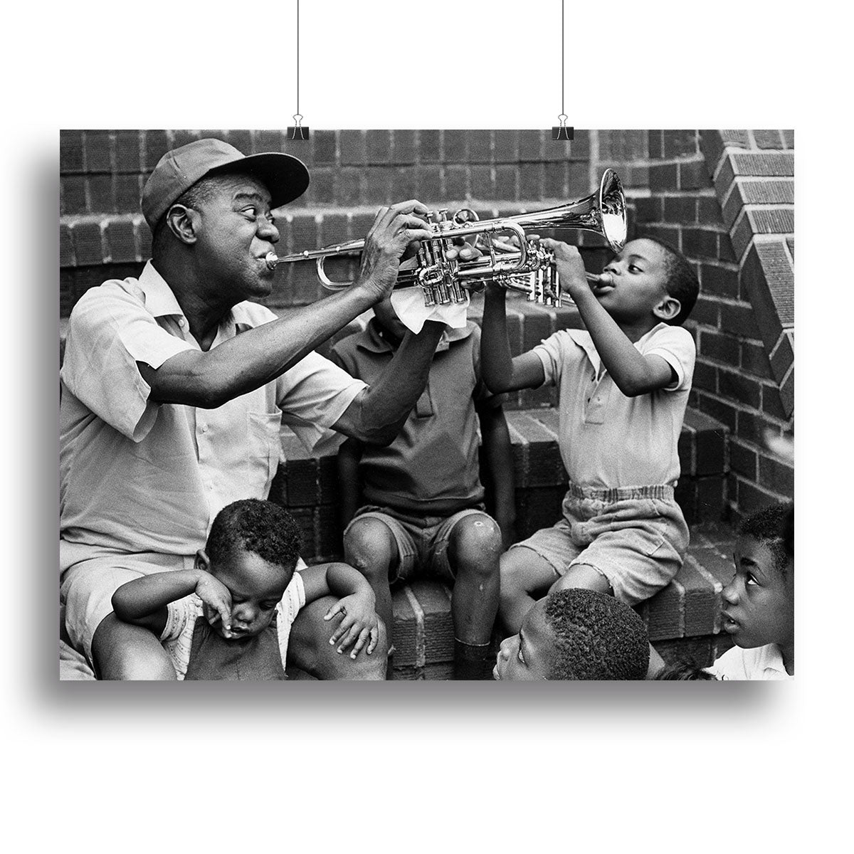 Louis Armstrong with kids Poster - Unframed