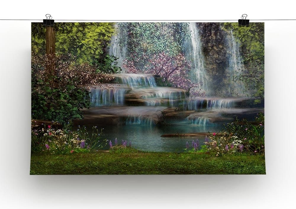 Magical landscape with waterfalls Poster - Unframed