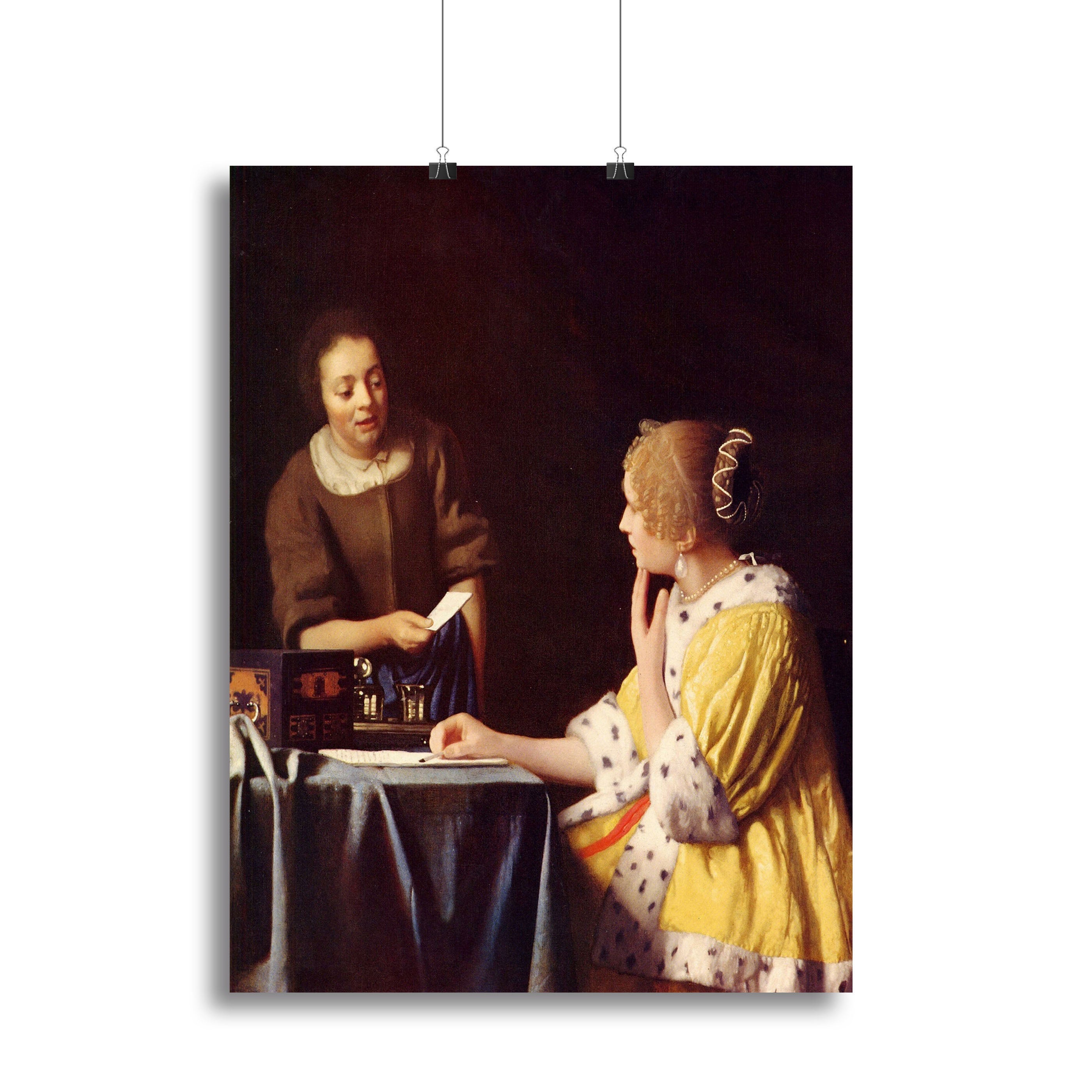 Mistress and maid by Vermeer Poster - Unframed