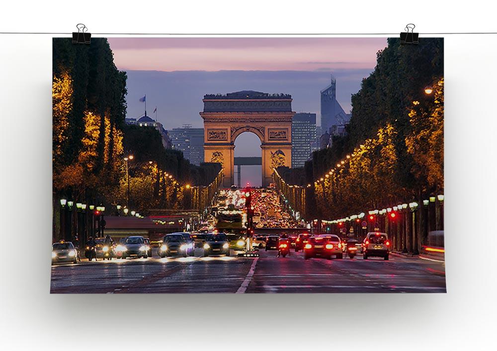 Paris Champs Elysees at night Poster - Unframed
