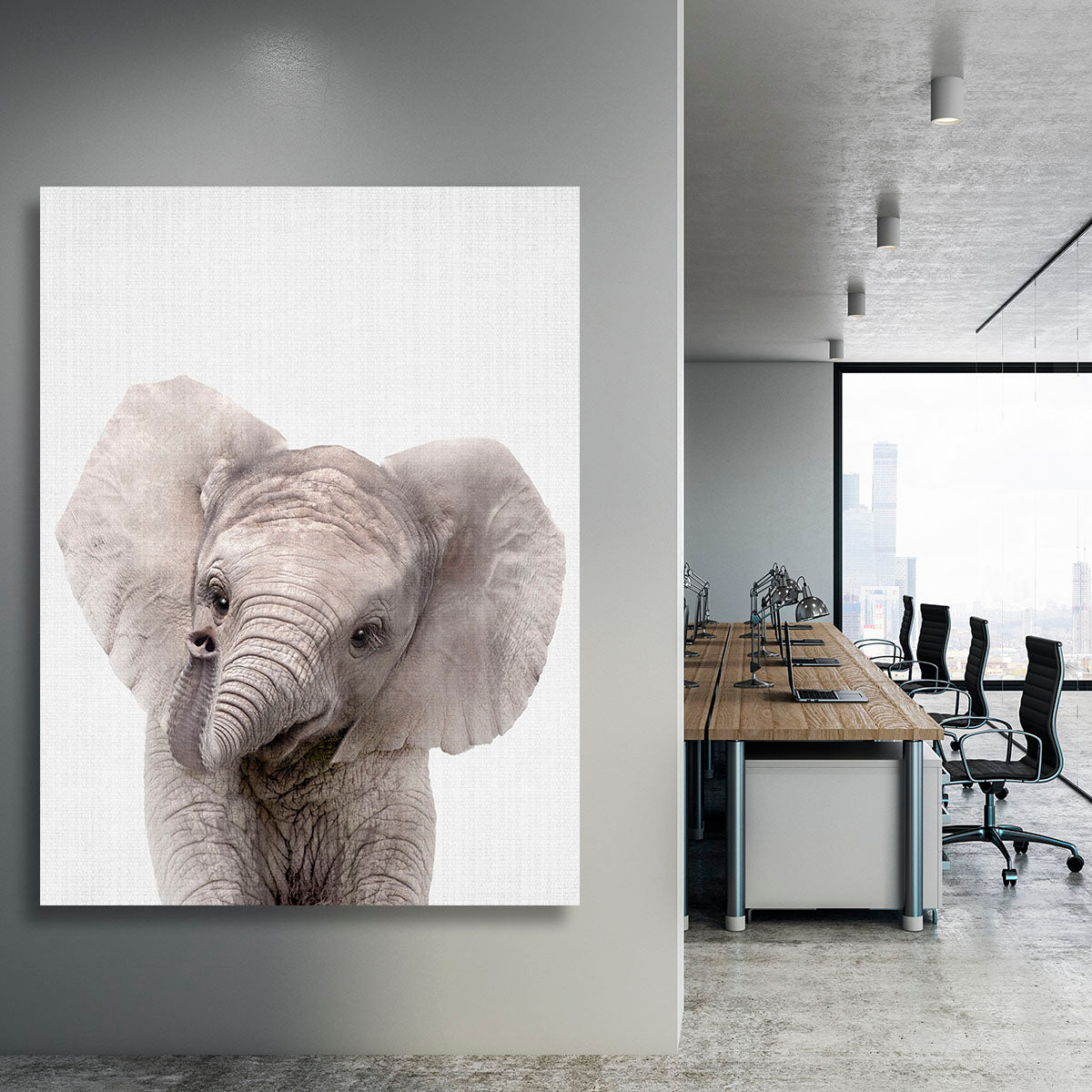 Peekaboo Baby Elephant Canvas Print or Poster - 1x - 3