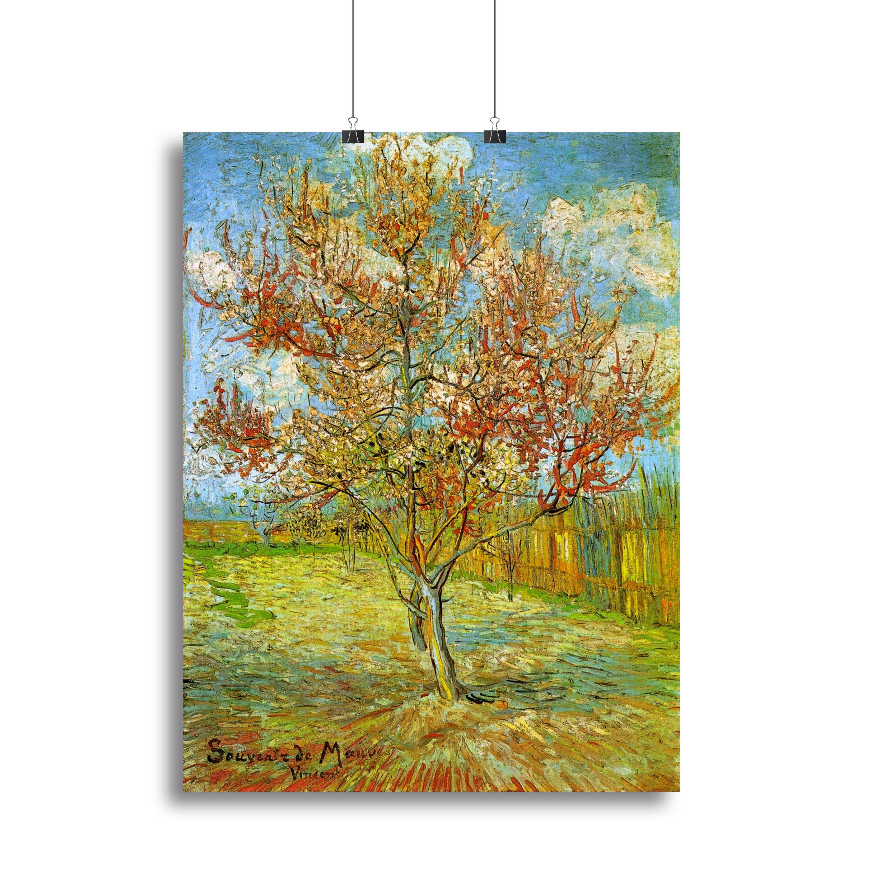 Pink Peach Tree in Blossom Reminiscence of Mauve by Van Gogh Poster - Unframed
