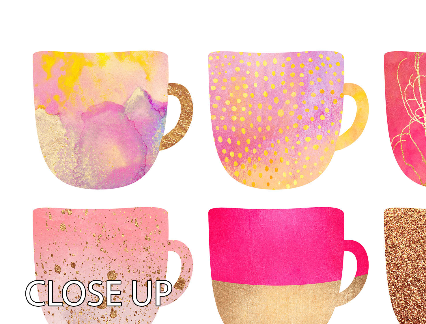 Pretty Pink Coffee Cups 3 Split Panel Canvas Print - Canvas Art Rocks - 3