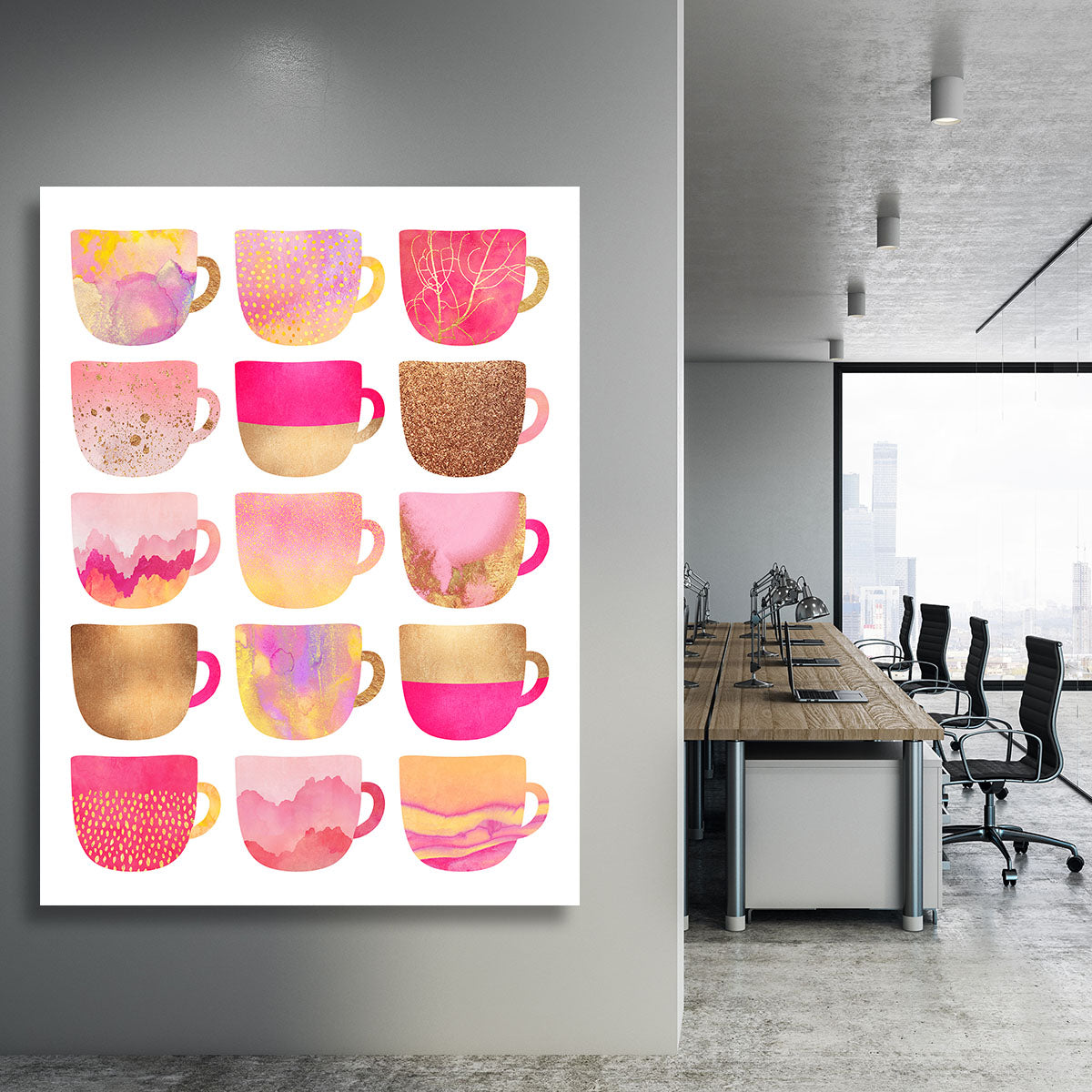 Pretty Pink Coffee Cups Canvas Print or Poster - Canvas Art Rocks - 3