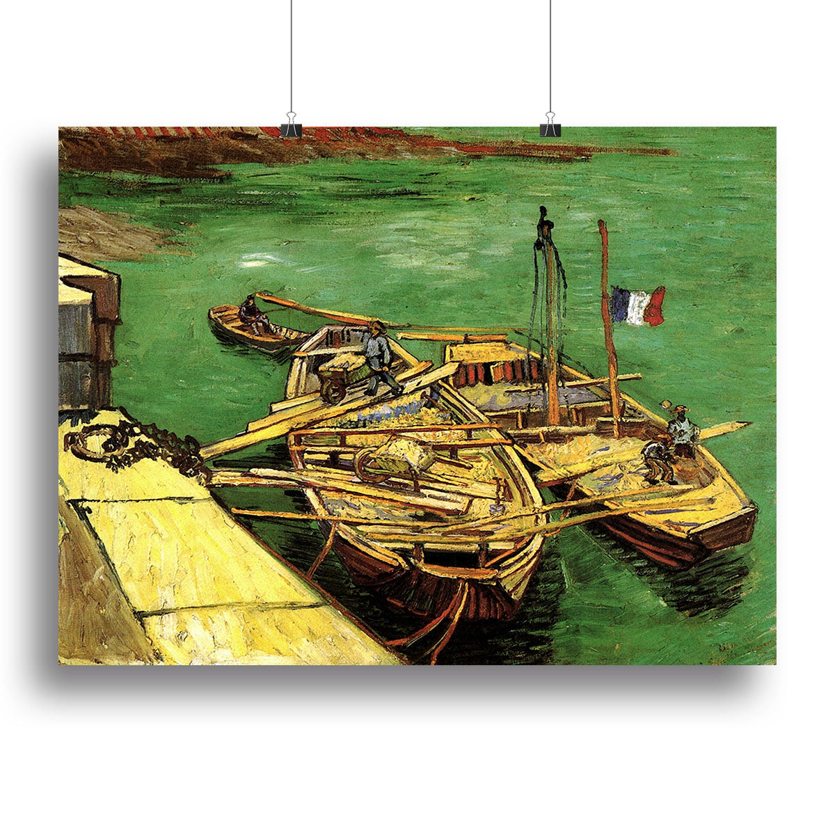 Quay with Men Unloading Sand Barges by Van Gogh Poster - Unframed