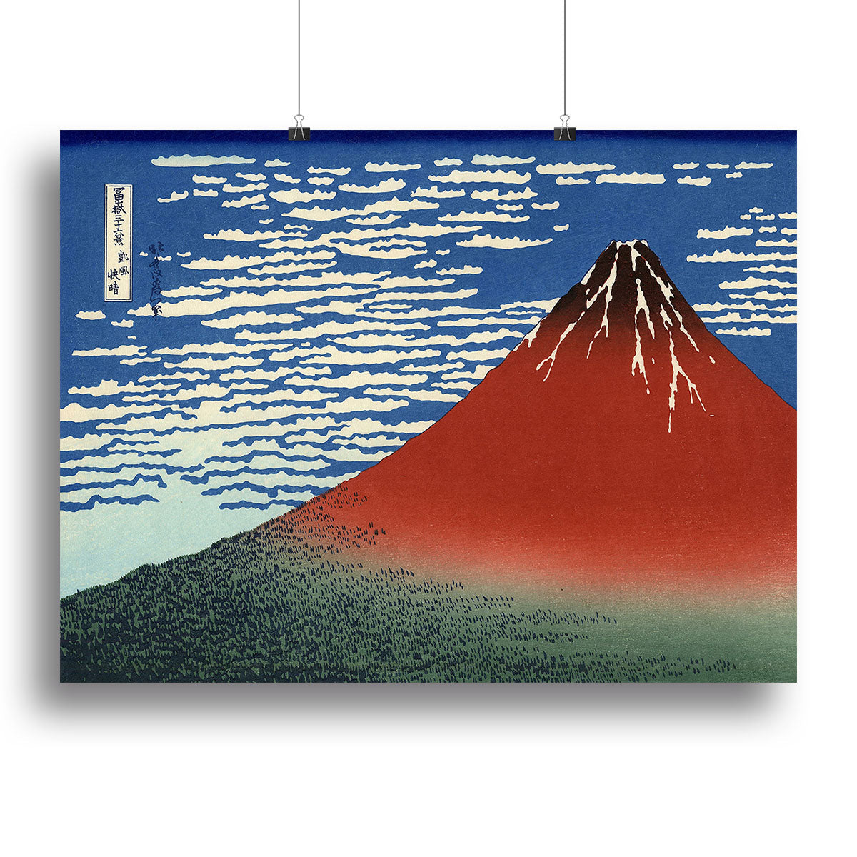 Red southern wind on Fiji on a clear morning by Hokusai Poster - Unframed