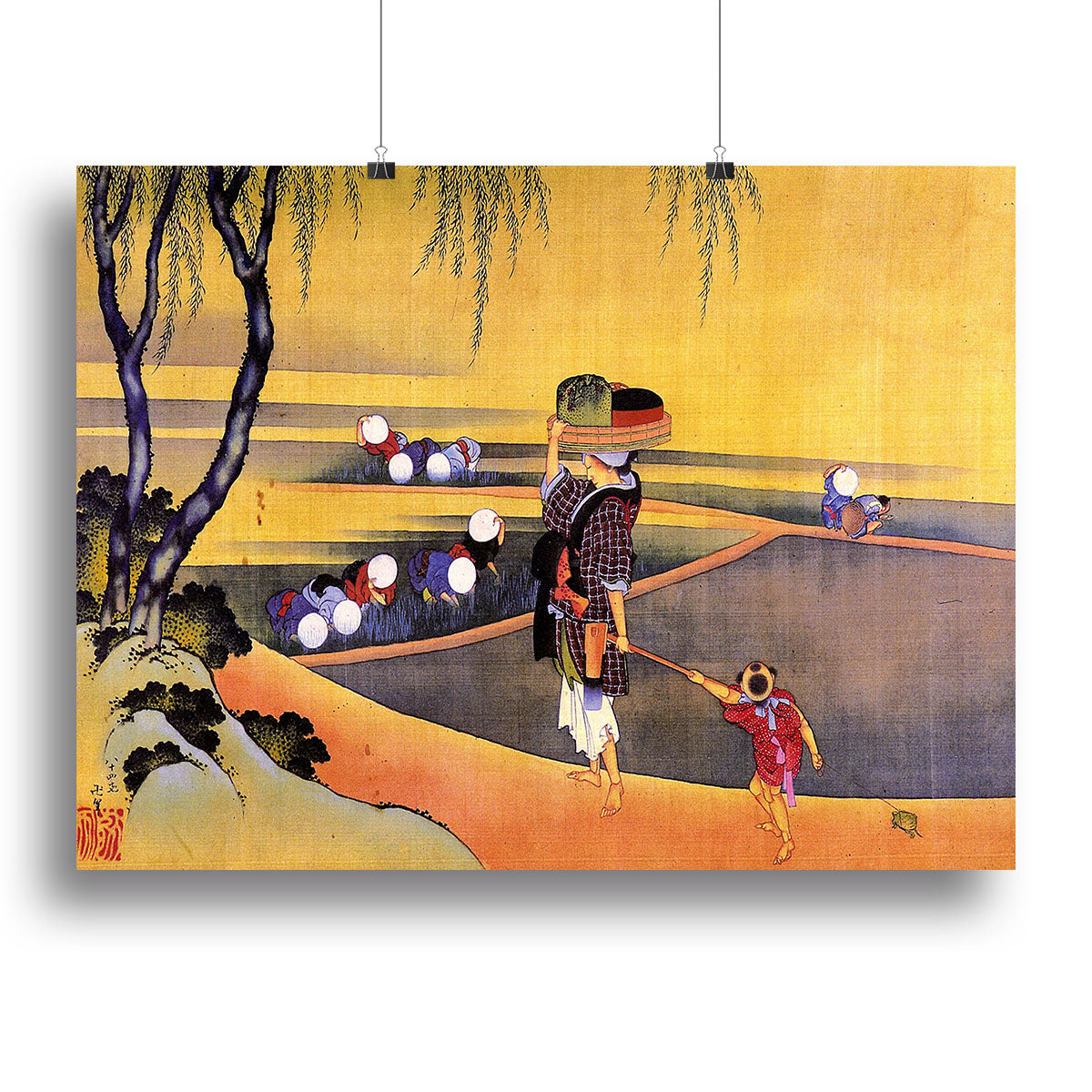 Rice fields by Hokusai Poster - Unframed
