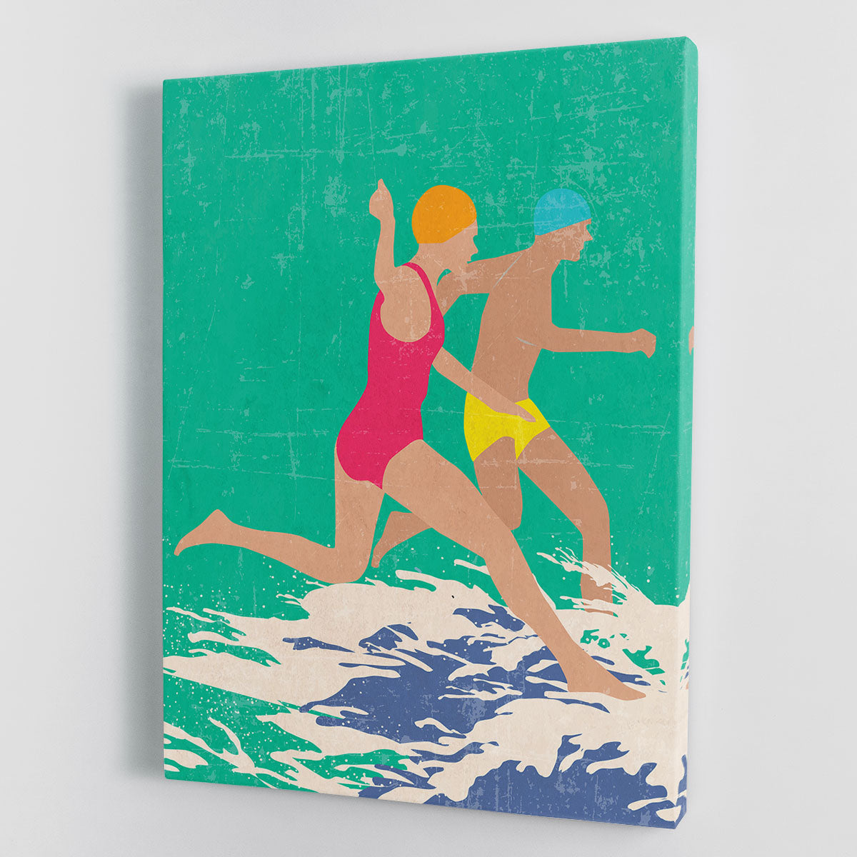 Running Swimmers green Canvas Print or Poster - 1x - 1