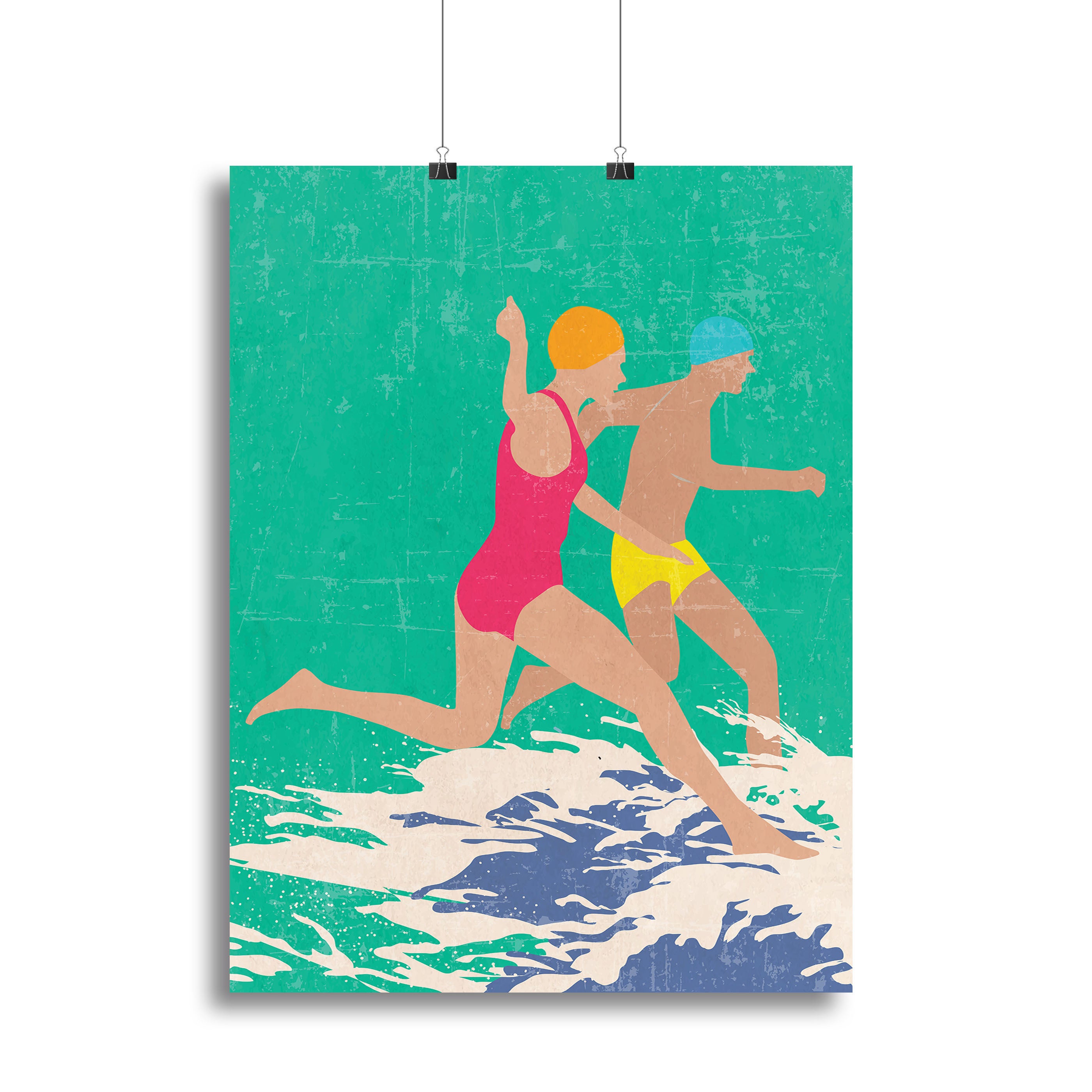 Running Swimmers green Canvas Print or Poster - 1x - 2