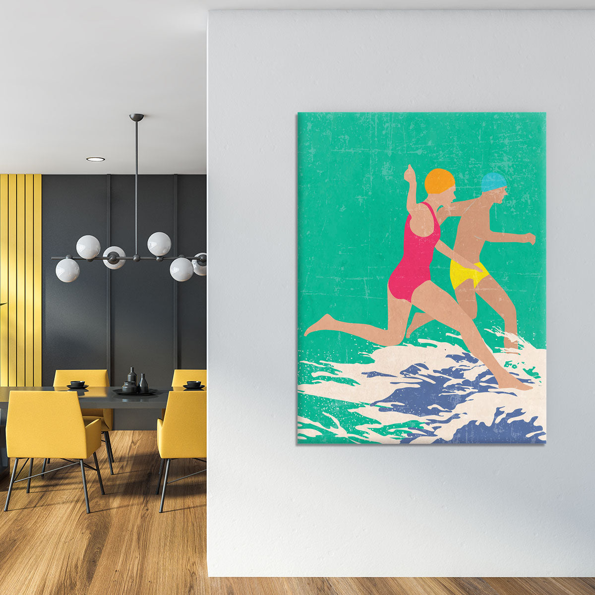 Running Swimmers green Canvas Print or Poster - 1x - 4