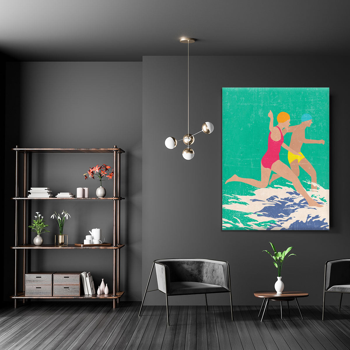 Running Swimmers green Canvas Print or Poster - 1x - 5
