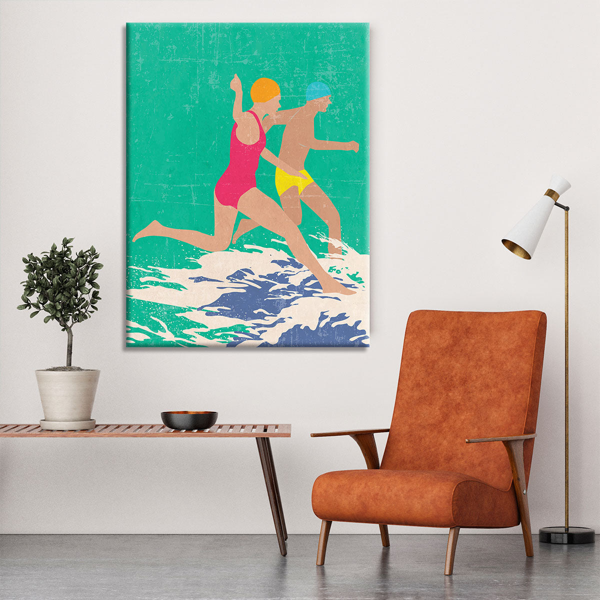 Running Swimmers green Canvas Print or Poster - 1x - 6