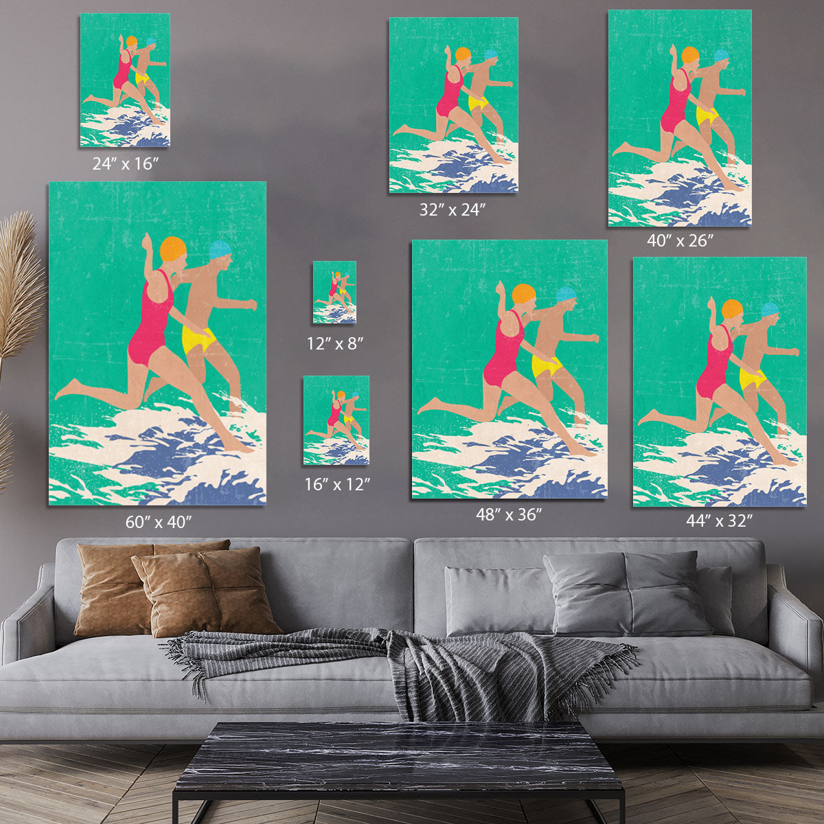 Running Swimmers green Canvas Print or Poster - 1x - 7