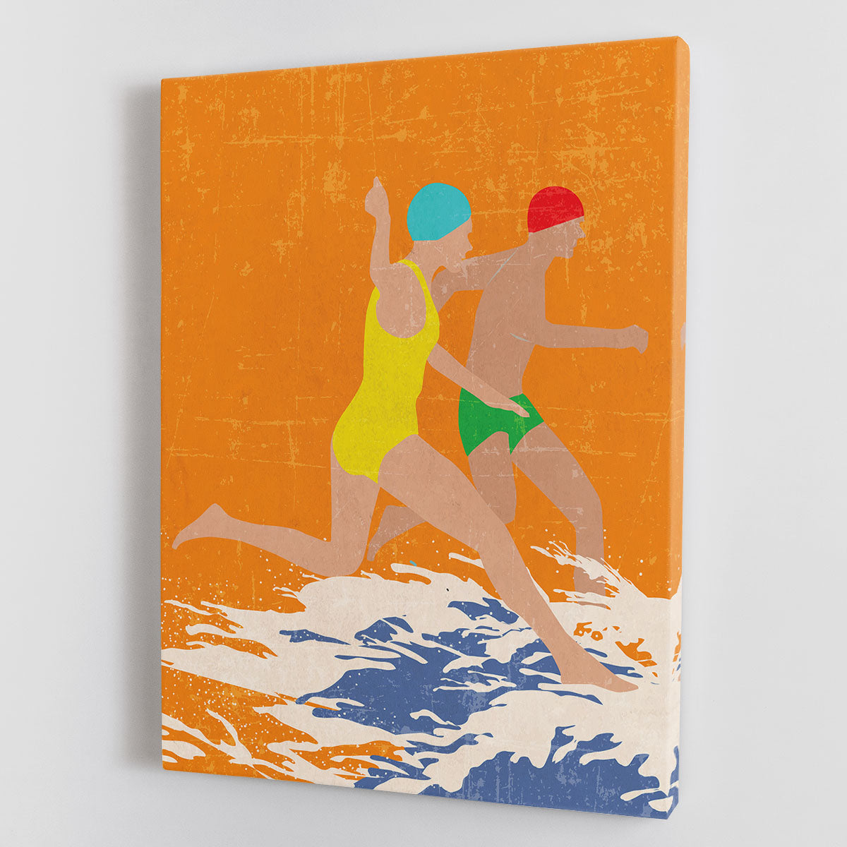 Running Swimmers orange Canvas Print or Poster - 1x - 1