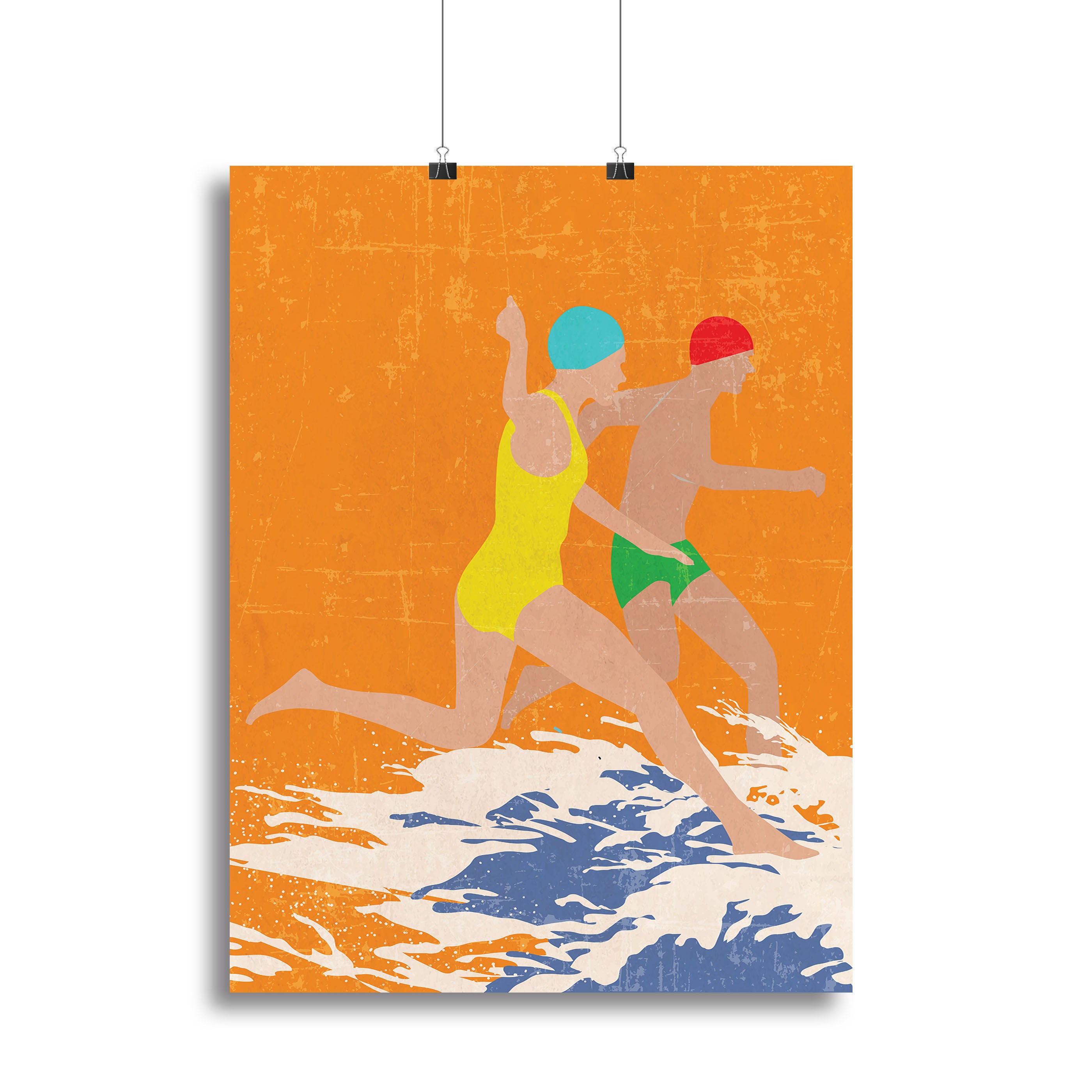 Running Swimmers orange Canvas Print or Poster - 1x - 2