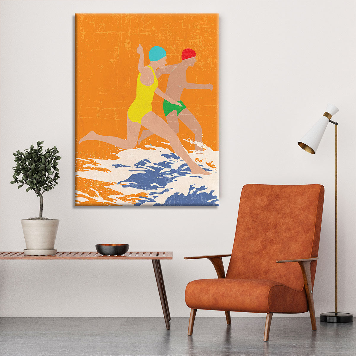 Running Swimmers orange Canvas Print or Poster - 1x - 6